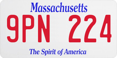 MA license plate 9PN224