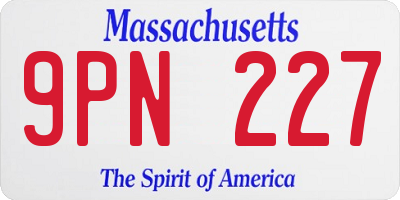 MA license plate 9PN227