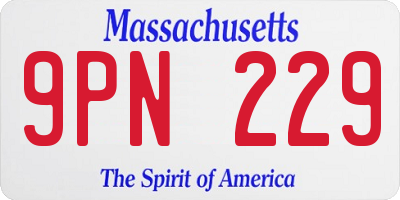 MA license plate 9PN229