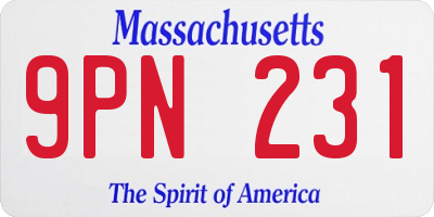 MA license plate 9PN231