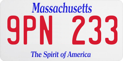 MA license plate 9PN233
