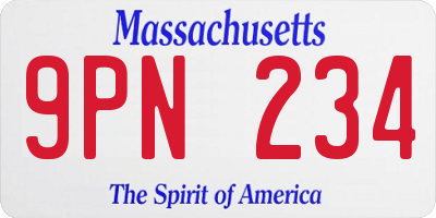 MA license plate 9PN234