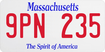 MA license plate 9PN235