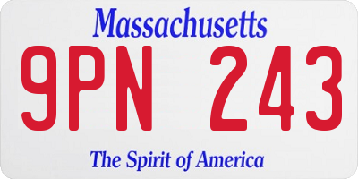 MA license plate 9PN243
