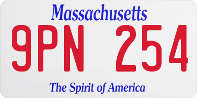 MA license plate 9PN254