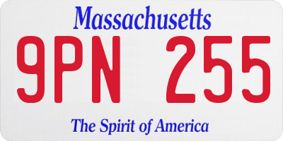 MA license plate 9PN255
