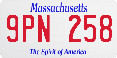 MA license plate 9PN258