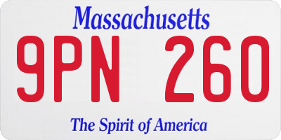 MA license plate 9PN260
