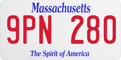 MA license plate 9PN280