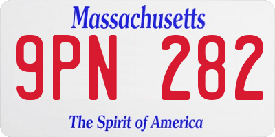 MA license plate 9PN282