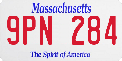 MA license plate 9PN284