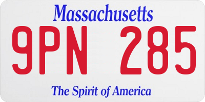 MA license plate 9PN285