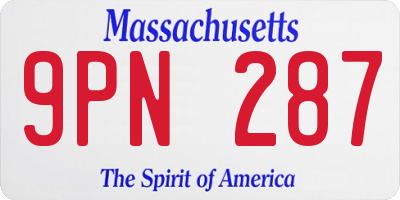 MA license plate 9PN287