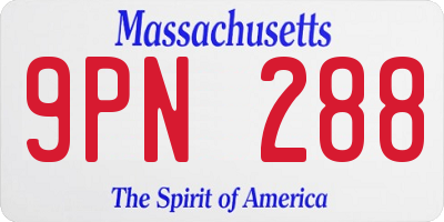 MA license plate 9PN288