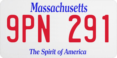 MA license plate 9PN291