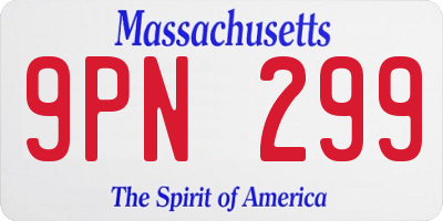 MA license plate 9PN299