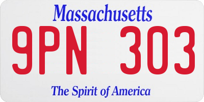 MA license plate 9PN303