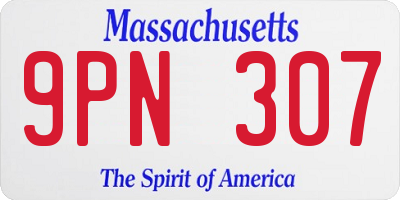 MA license plate 9PN307