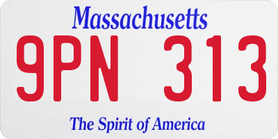 MA license plate 9PN313