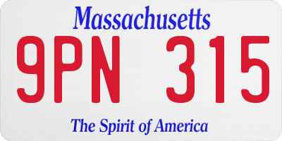 MA license plate 9PN315
