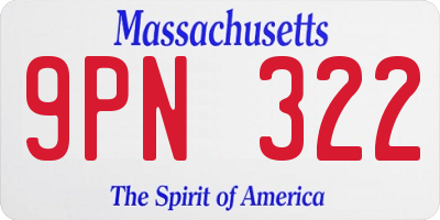 MA license plate 9PN322
