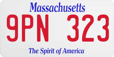 MA license plate 9PN323