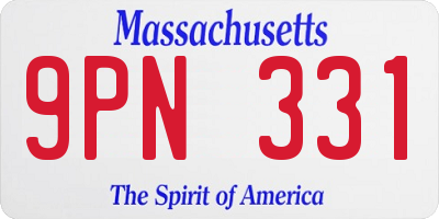 MA license plate 9PN331