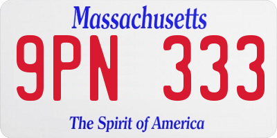 MA license plate 9PN333
