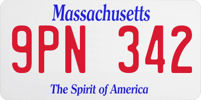 MA license plate 9PN342