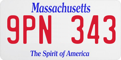 MA license plate 9PN343