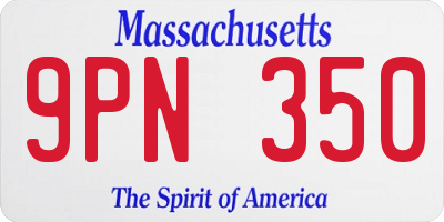 MA license plate 9PN350