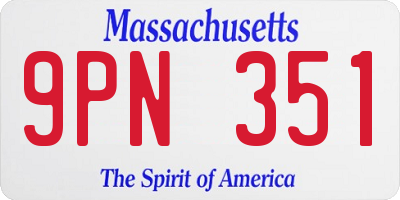 MA license plate 9PN351