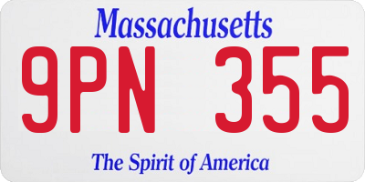 MA license plate 9PN355