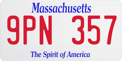 MA license plate 9PN357
