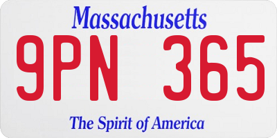 MA license plate 9PN365
