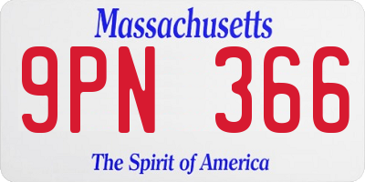 MA license plate 9PN366