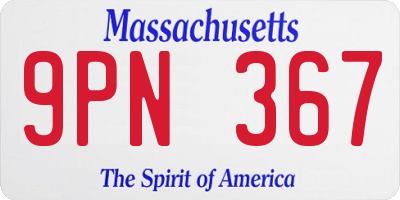 MA license plate 9PN367