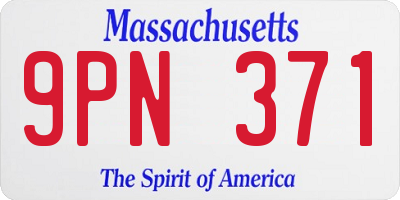 MA license plate 9PN371