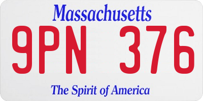 MA license plate 9PN376