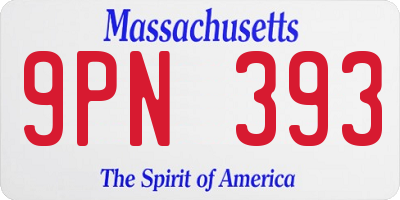 MA license plate 9PN393