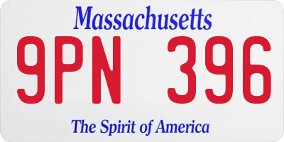 MA license plate 9PN396