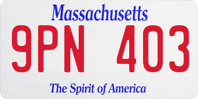 MA license plate 9PN403