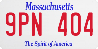 MA license plate 9PN404