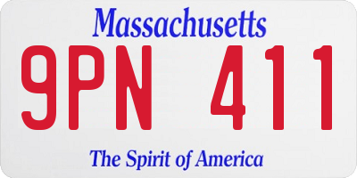 MA license plate 9PN411