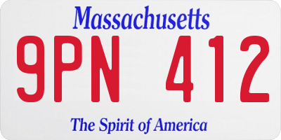 MA license plate 9PN412