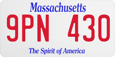 MA license plate 9PN430