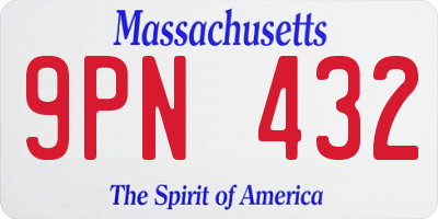 MA license plate 9PN432