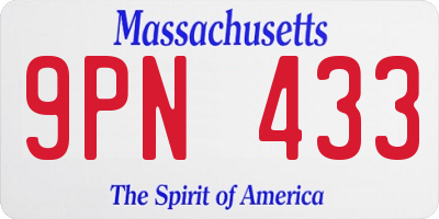 MA license plate 9PN433