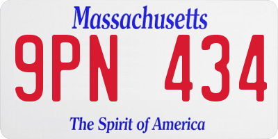 MA license plate 9PN434