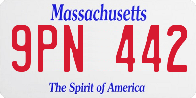 MA license plate 9PN442